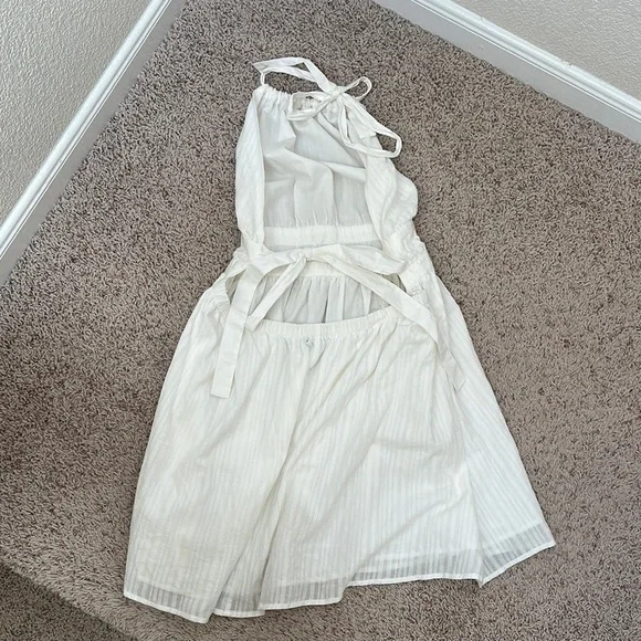Wild Fable White Sleeveless Halter Mini Dress open back sun dress 100% cotton - Picture 3 of 8